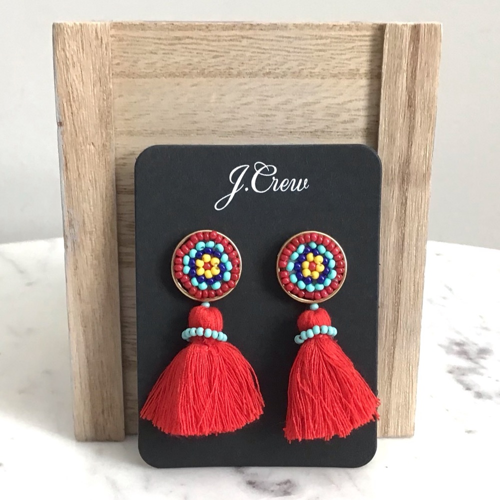 J. Crew Colorful Beaded Tassel Earrings - Picture 5 of 6